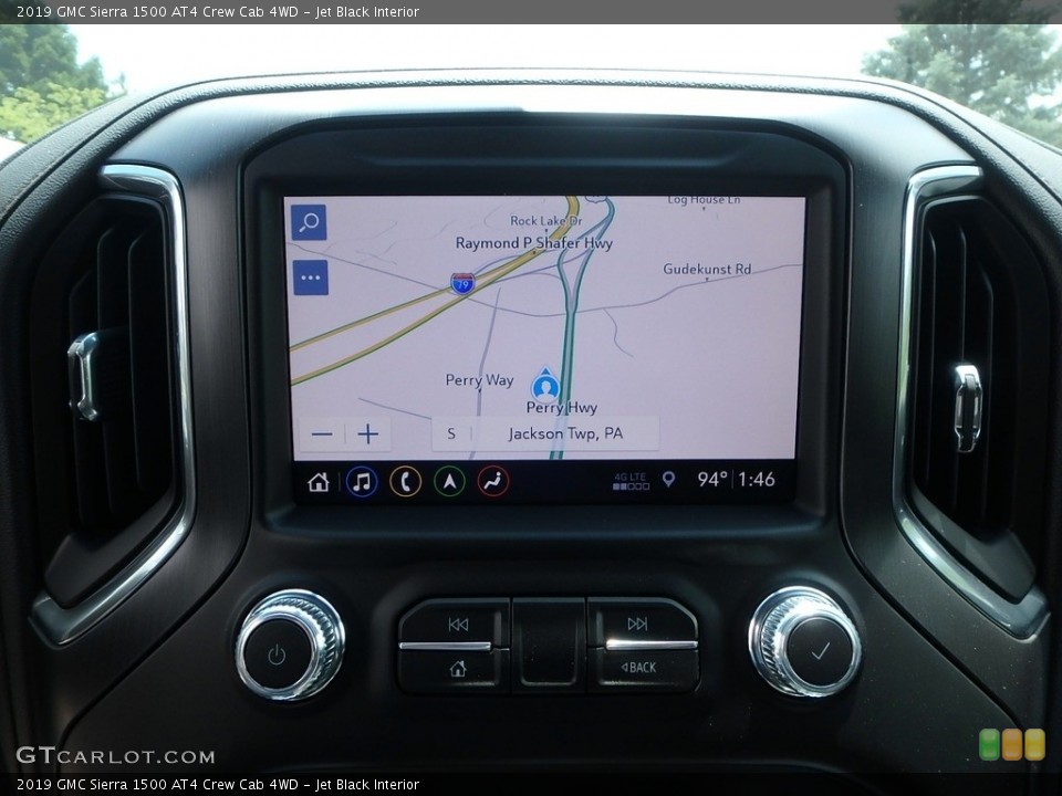 Jet Black Interior Navigation for the 2019 GMC Sierra 1500 AT4 Crew Cab 4WD #134334713