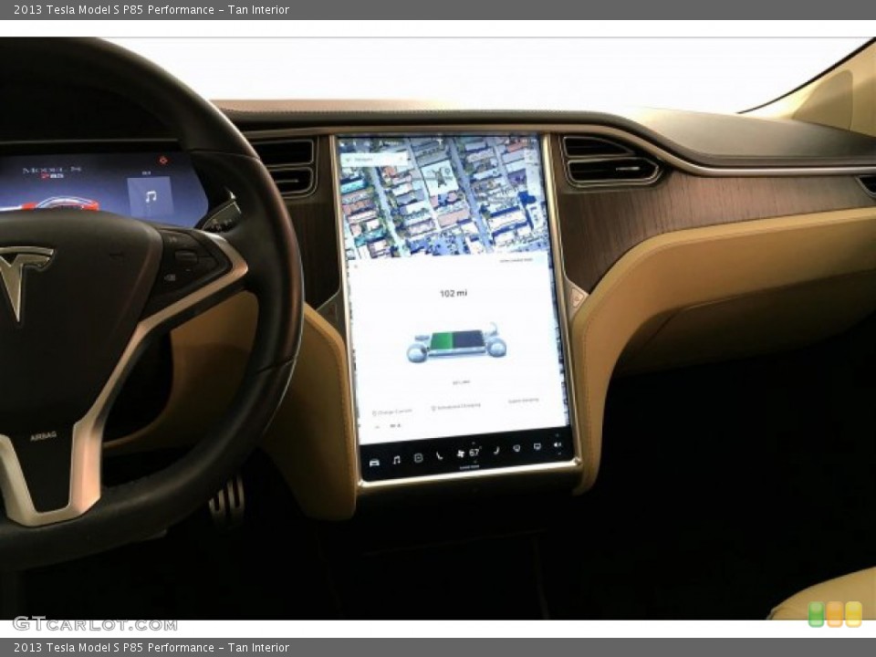 Tan Interior Navigation for the 2013 Tesla Model S P85 Performance #134335628