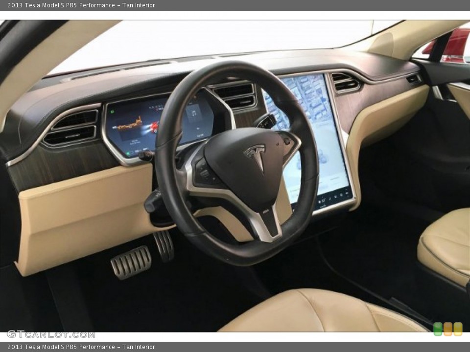 Tan Interior Steering Wheel for the 2013 Tesla Model S P85 Performance #134335821
