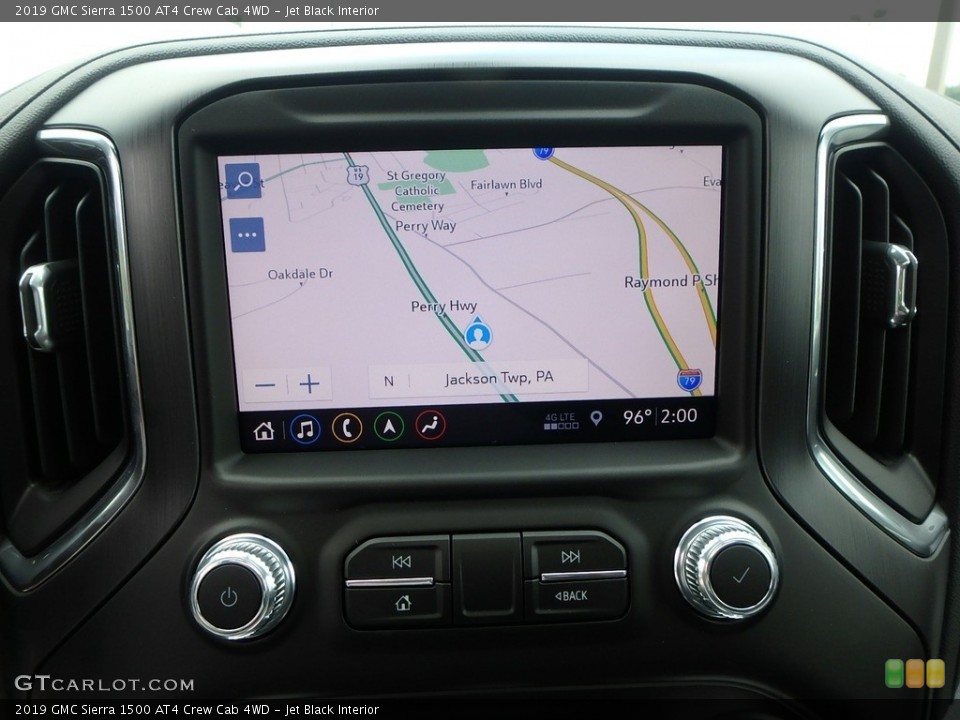 Jet Black Interior Navigation for the 2019 GMC Sierra 1500 AT4 Crew Cab 4WD #134369352