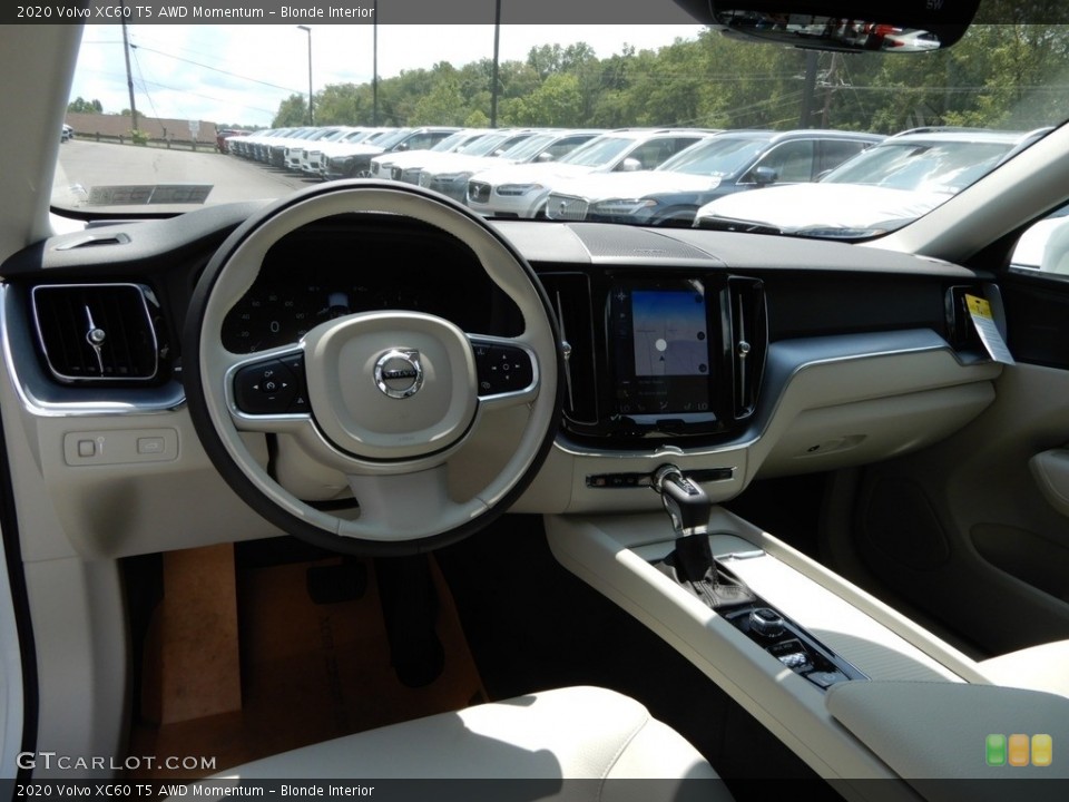 Blonde Interior Dashboard for the 2020 Volvo XC60 T5 AWD Momentum #134430144