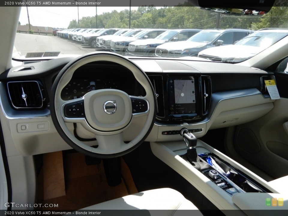 Blonde Interior Dashboard for the 2020 Volvo XC60 T5 AWD Momentum #134530444
