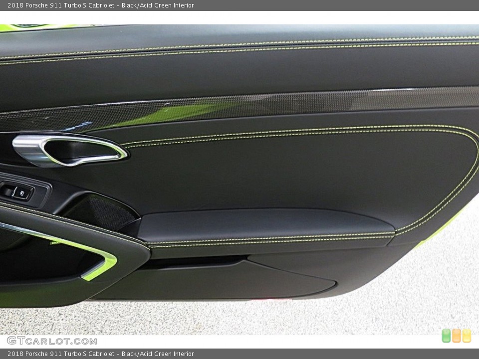 Black/Acid Green Interior Door Panel for the 2018 Porsche 911 Turbo S Cabriolet #134746392