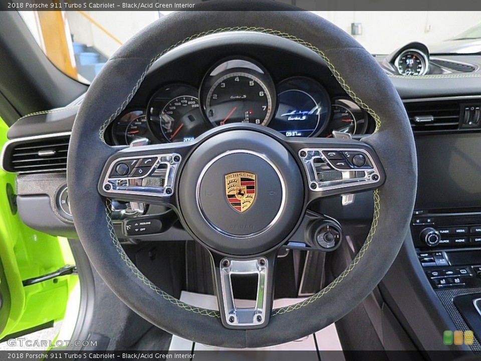 Black/Acid Green Interior Steering Wheel for the 2018 Porsche 911 Turbo S Cabriolet #134746518