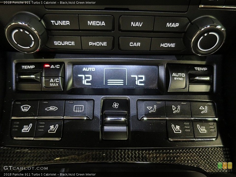 Black/Acid Green Interior Controls for the 2018 Porsche 911 Turbo S Cabriolet #134746662