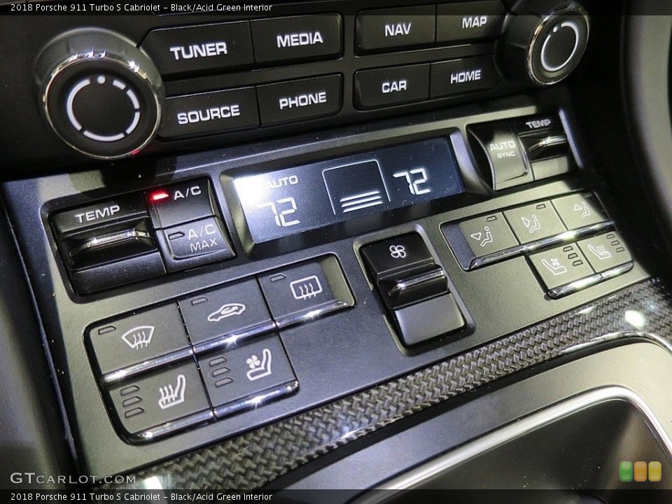 Black/Acid Green Interior Controls for the 2018 Porsche 911 Turbo S Cabriolet #134746692