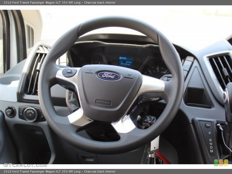 Charcoal black Interior Steering Wheel for the 2019 Ford Transit Passenger Wagon XLT 350 MR Long #134760273