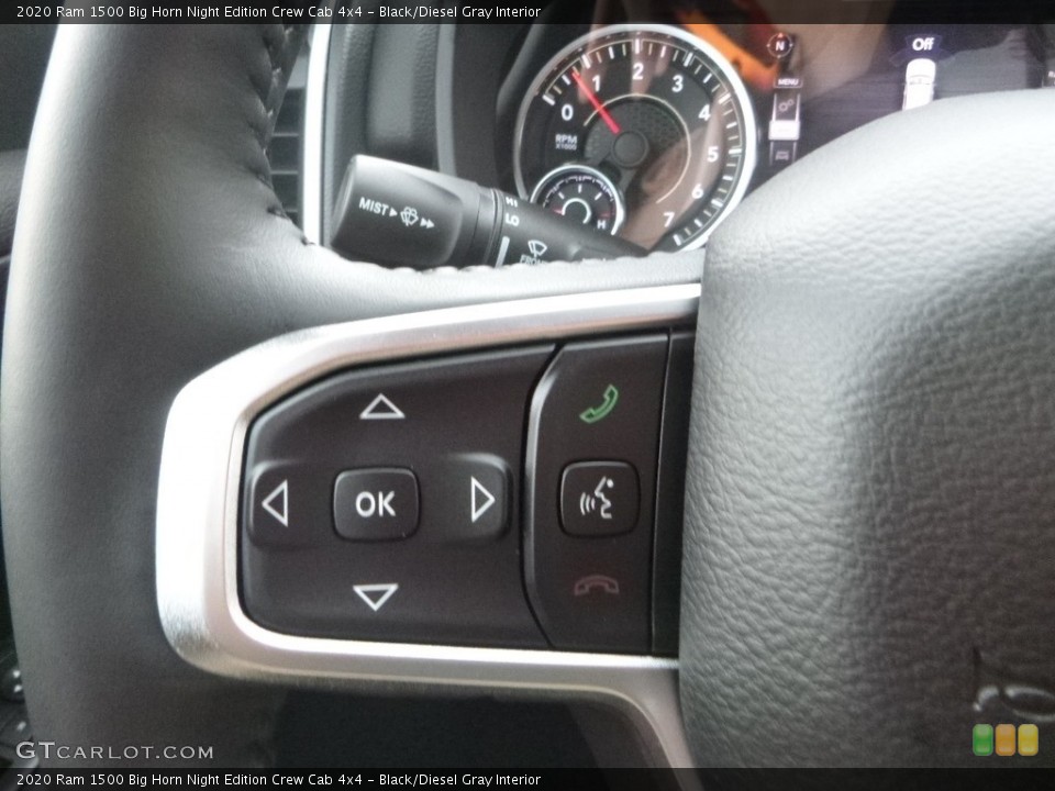 Black/Diesel Gray Interior Steering Wheel for the 2020 Ram 1500 Big Horn Night Edition Crew Cab 4x4 #134813279