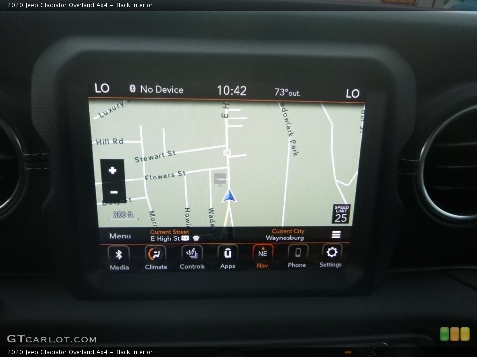 Black Interior Navigation for the 2020 Jeep Gladiator Overland 4x4 #134813689