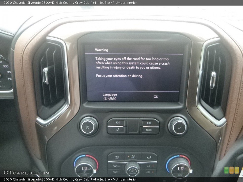Jet Black/­Umber Interior Controls for the 2020 Chevrolet Silverado 2500HD High Country Crew Cab 4x4 #134839559