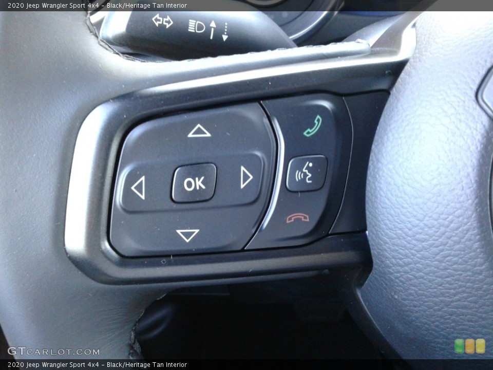 Black/Heritage Tan Interior Steering Wheel for the 2020 Jeep Wrangler Sport 4x4 #135012530