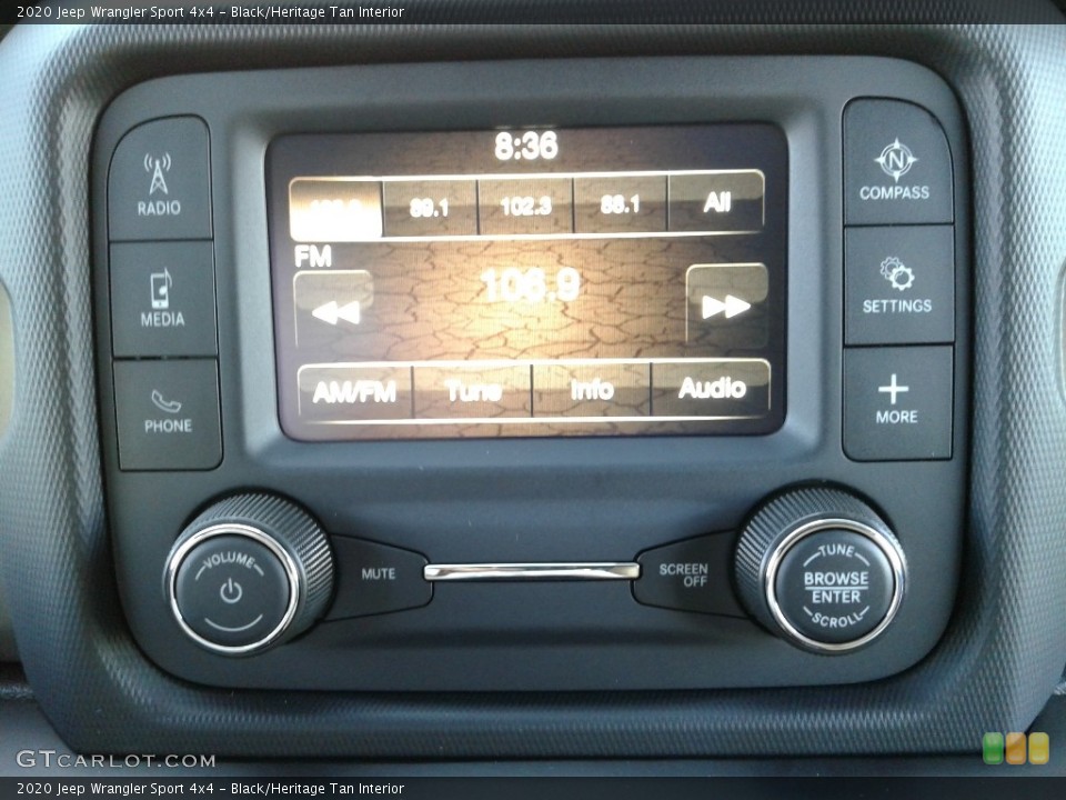 Black/Heritage Tan Interior Controls for the 2020 Jeep Wrangler Sport 4x4 #135012646
