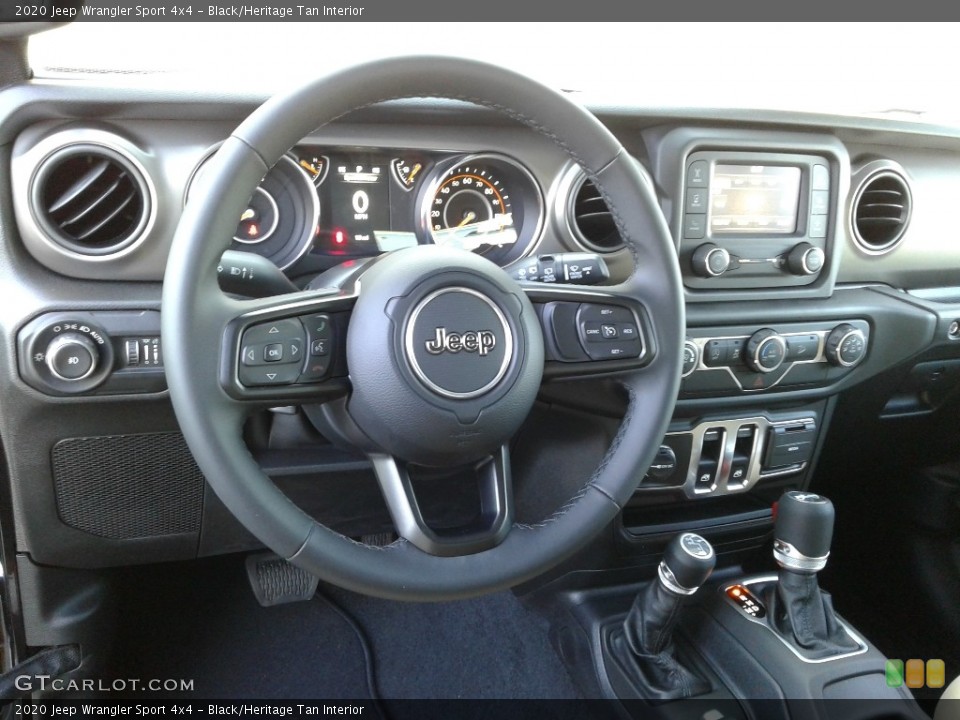 Black/Heritage Tan Interior Steering Wheel for the 2020 Jeep Wrangler Sport 4x4 #135012736