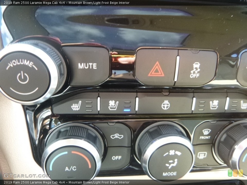 Mountain Brown/Light Frost Beige Interior Controls for the 2019 Ram 2500 Laramie Mega Cab 4x4 #135031698
