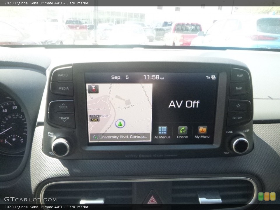 Black Interior Navigation for the 2020 Hyundai Kona Ultimate AWD #135054342