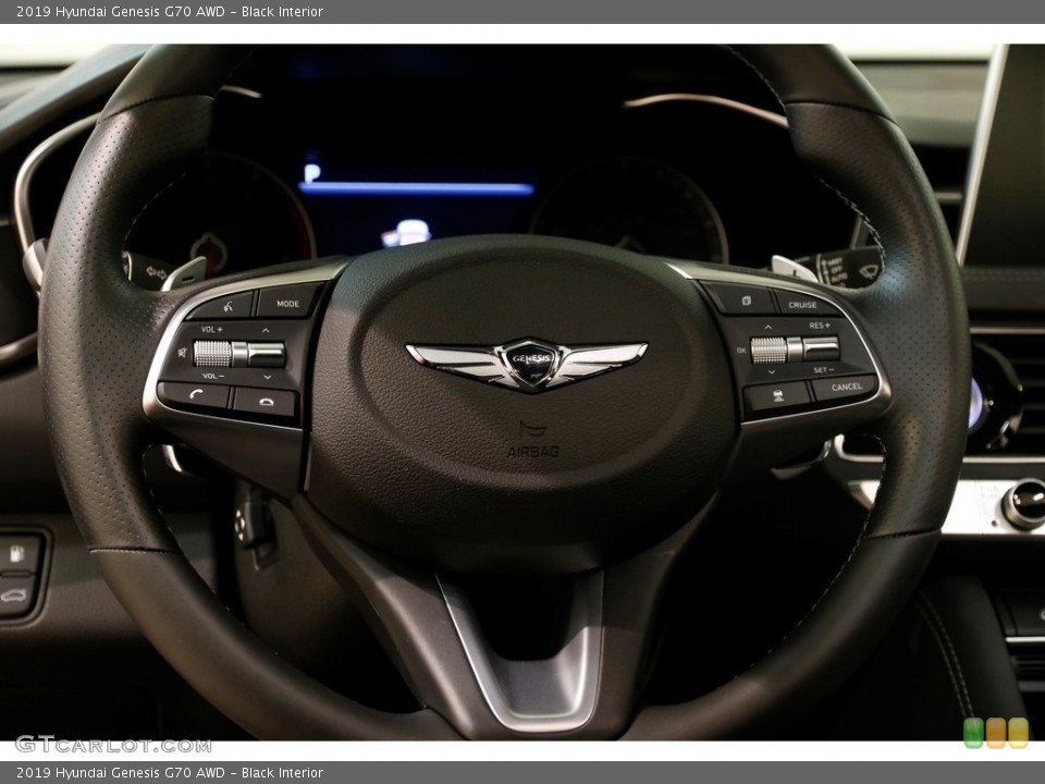 Black Interior Steering Wheel for the 2019 Hyundai Genesis G70 AWD #135123525