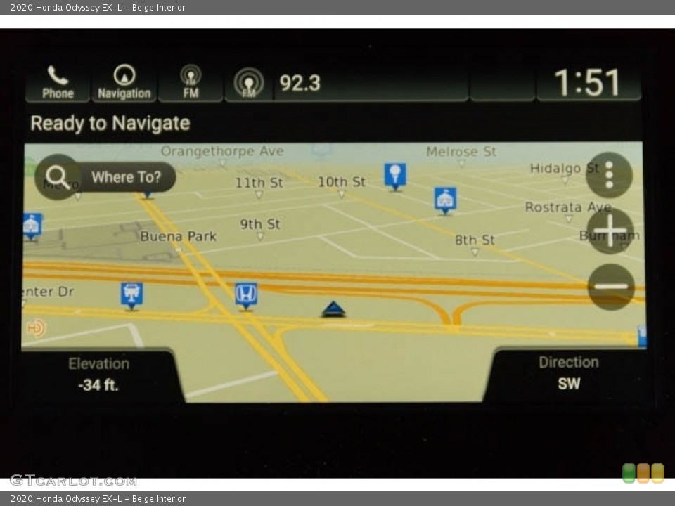 Beige Interior Navigation for the 2020 Honda Odyssey EX-L #135123819