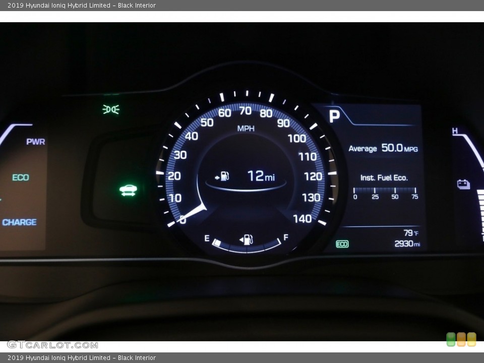 Black Interior Gauges for the 2019 Hyundai Ioniq Hybrid Limited #135145944