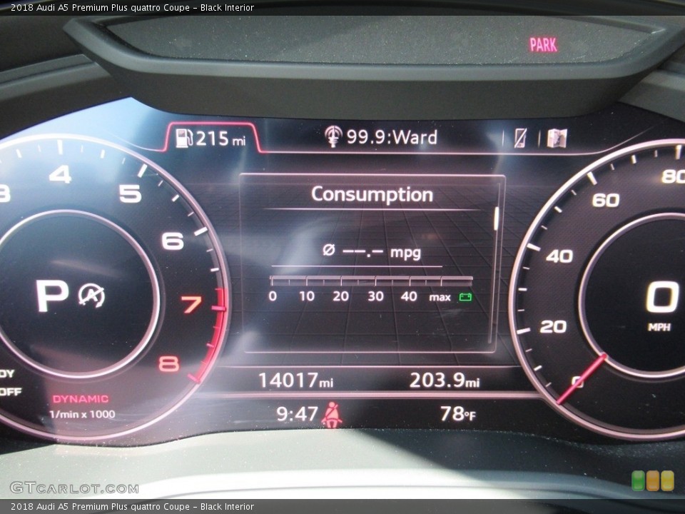 Black Interior Gauges for the 2018 Audi A5 Premium Plus quattro Coupe #135227400