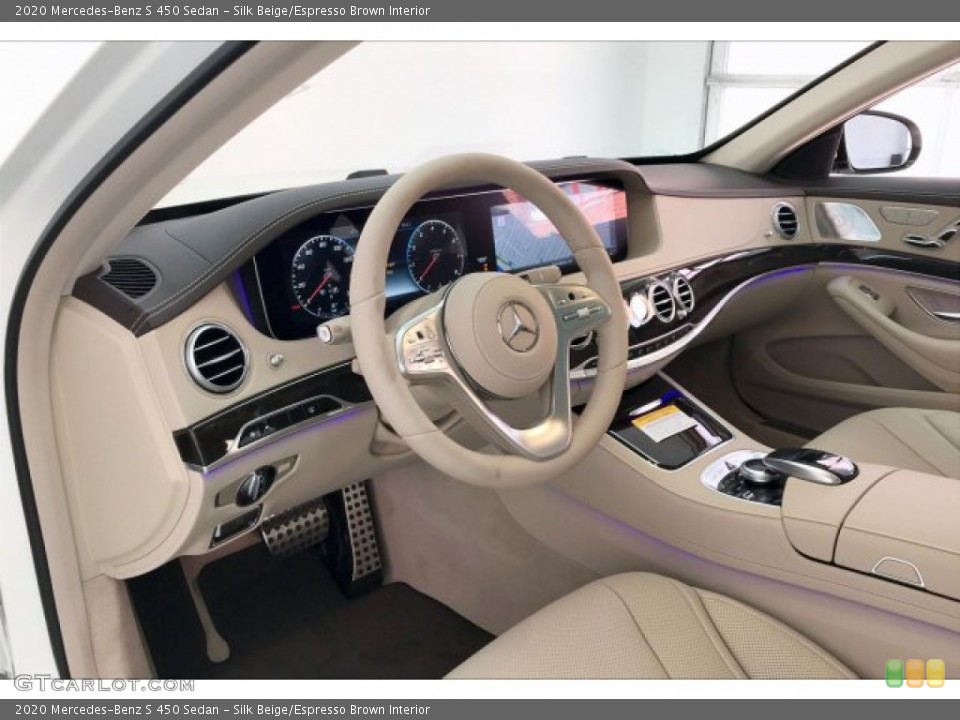 Silk Beige/Espresso Brown Interior Photo for the 2020 Mercedes-Benz S 450 Sedan #135348434