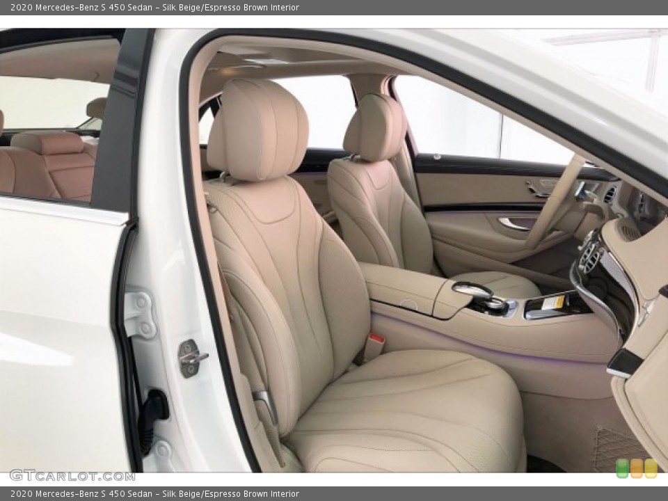 Silk Beige/Espresso Brown Interior Front Seat for the 2020 Mercedes-Benz S 450 Sedan #135348461