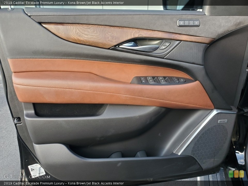 Kona Brown/Jet Black Accents Interior Door Panel for the 2019 Cadillac Escalade Premium Luxury #135366380