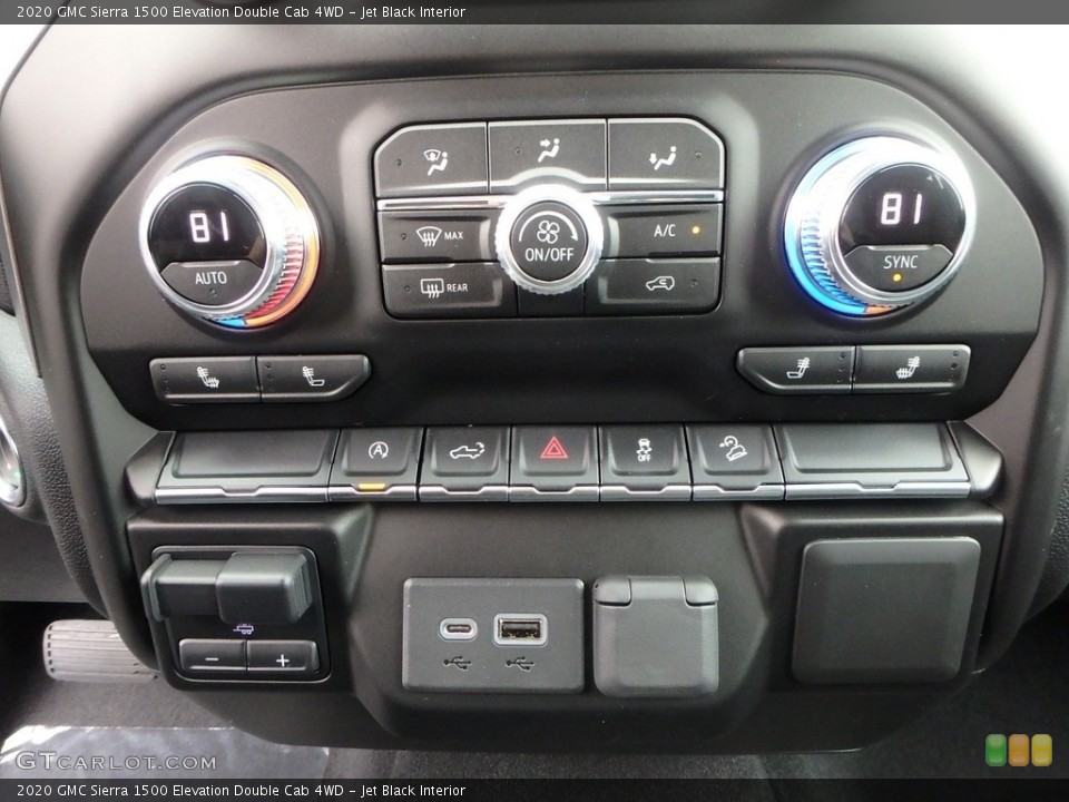 Jet Black Interior Controls for the 2020 GMC Sierra 1500 Elevation Double Cab 4WD #135527135