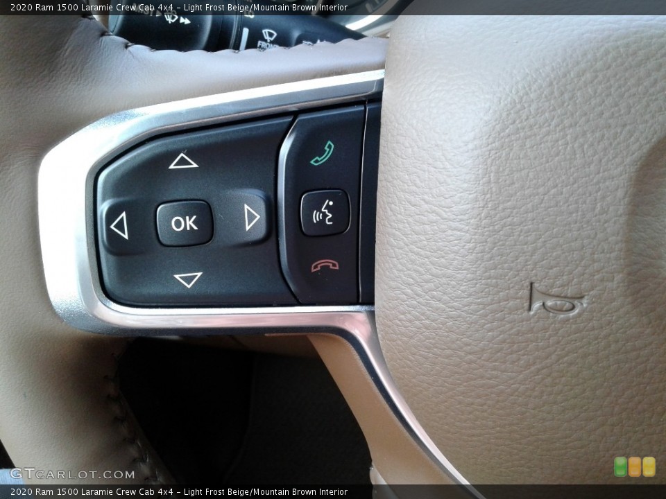 Light Frost Beige/Mountain Brown Interior Steering Wheel for the 2020 Ram 1500 Laramie Crew Cab 4x4 #135557237