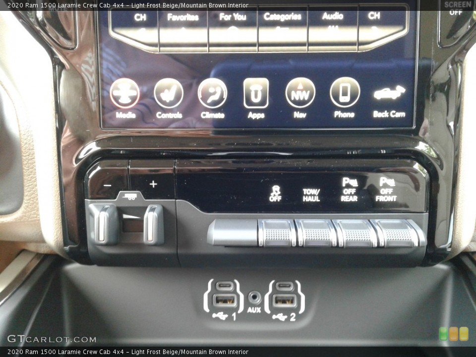 Light Frost Beige/Mountain Brown Interior Controls for the 2020 Ram 1500 Laramie Crew Cab 4x4 #135557453