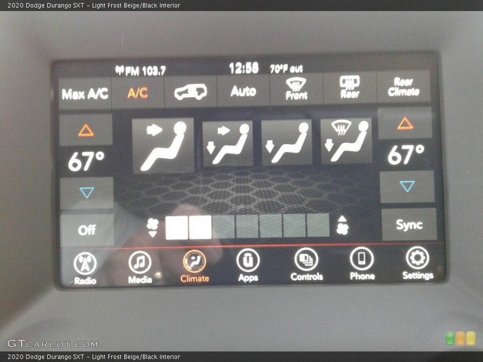 Light Frost Beige/Black Interior Controls for the 2020 Dodge Durango SXT #135591622