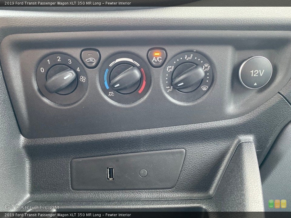 Pewter Interior Controls for the 2019 Ford Transit Passenger Wagon XLT 350 MR Long #135651499