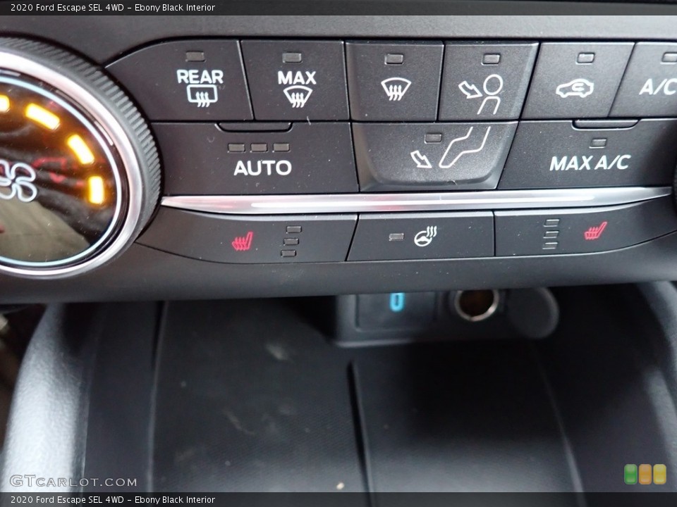 Ebony Black Interior Controls for the 2020 Ford Escape SEL 4WD #135673635