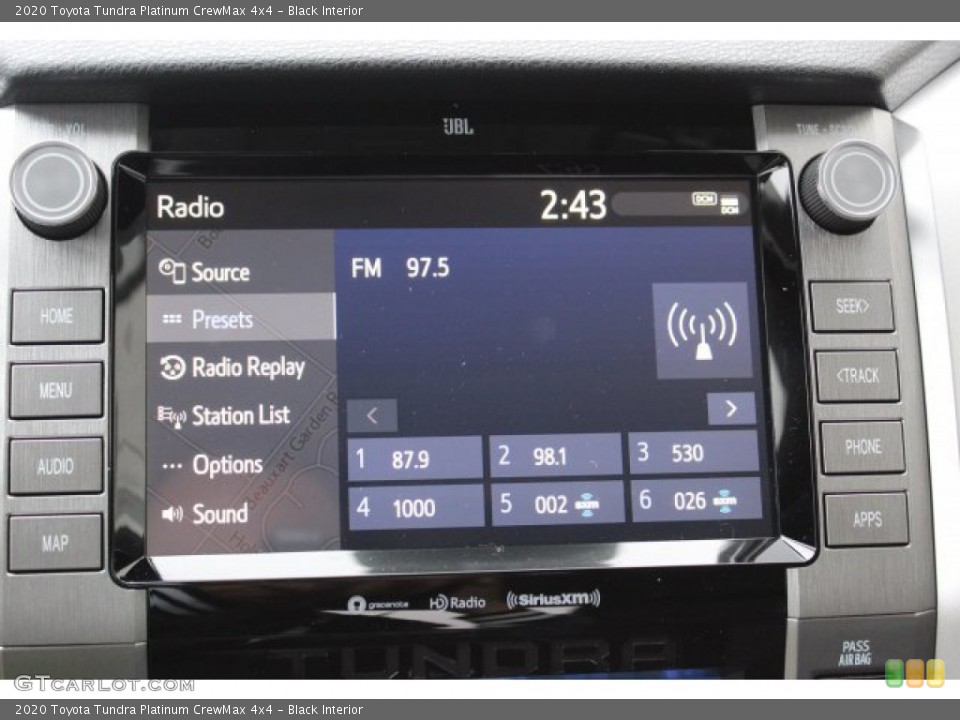 Black Interior Controls for the 2020 Toyota Tundra Platinum CrewMax 4x4 #135684534