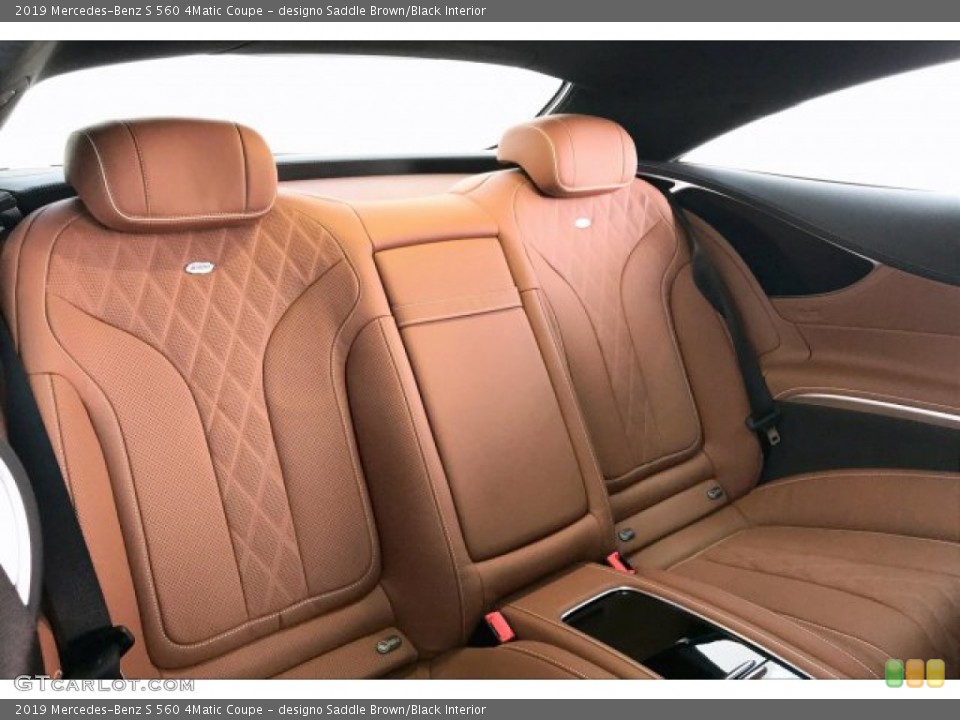 designo Saddle Brown/Black Interior Rear Seat for the 2019 Mercedes-Benz S 560 4Matic Coupe #135699456