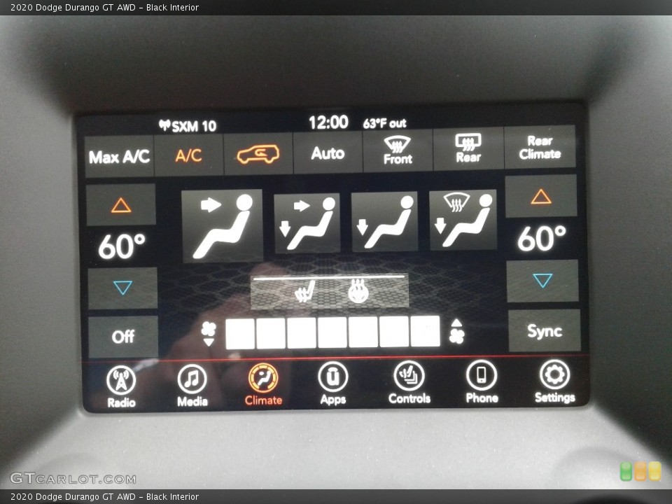 Black Interior Controls for the 2020 Dodge Durango GT AWD #135727129