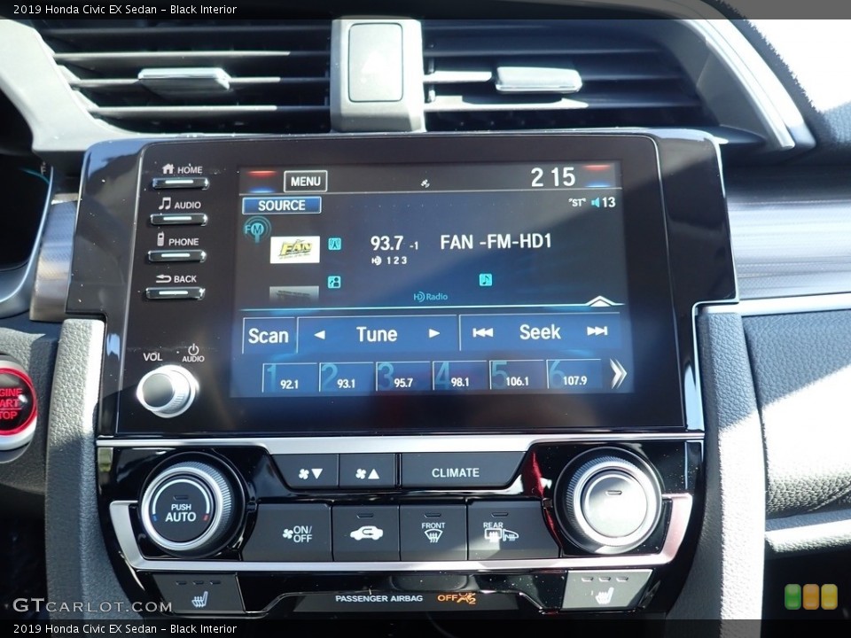 Black Interior Audio System for the 2019 Honda Civic EX Sedan #135780080