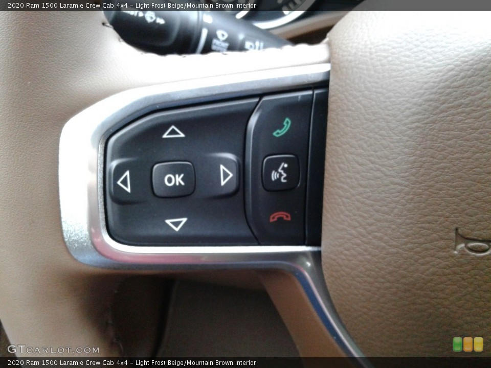 Light Frost Beige/Mountain Brown Interior Steering Wheel for the 2020 Ram 1500 Laramie Crew Cab 4x4 #135791837