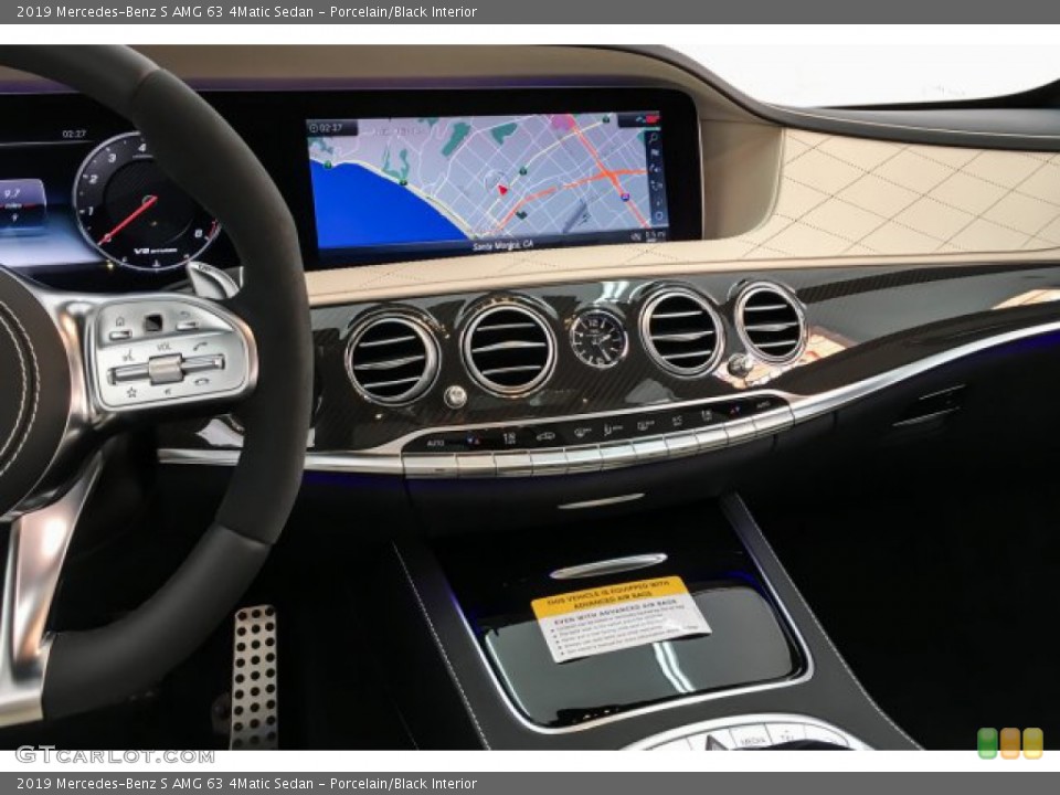Porcelain/Black Interior Navigation for the 2019 Mercedes-Benz S AMG 63 4Matic Sedan #135825517
