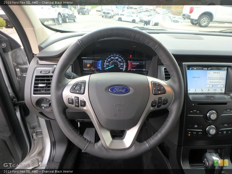 Charcoal Black Interior Steering Wheel for the 2019 Ford Flex SEL AWD #135853566
