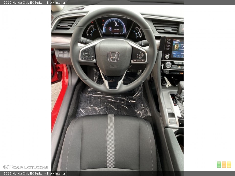 Black Interior Steering Wheel for the 2019 Honda Civic EX Sedan #135856029