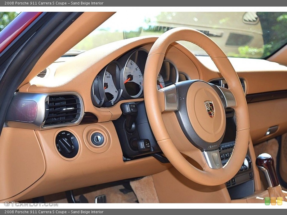 Sand Beige Interior Steering Wheel for the 2008 Porsche 911 Carrera S Coupe #135882567