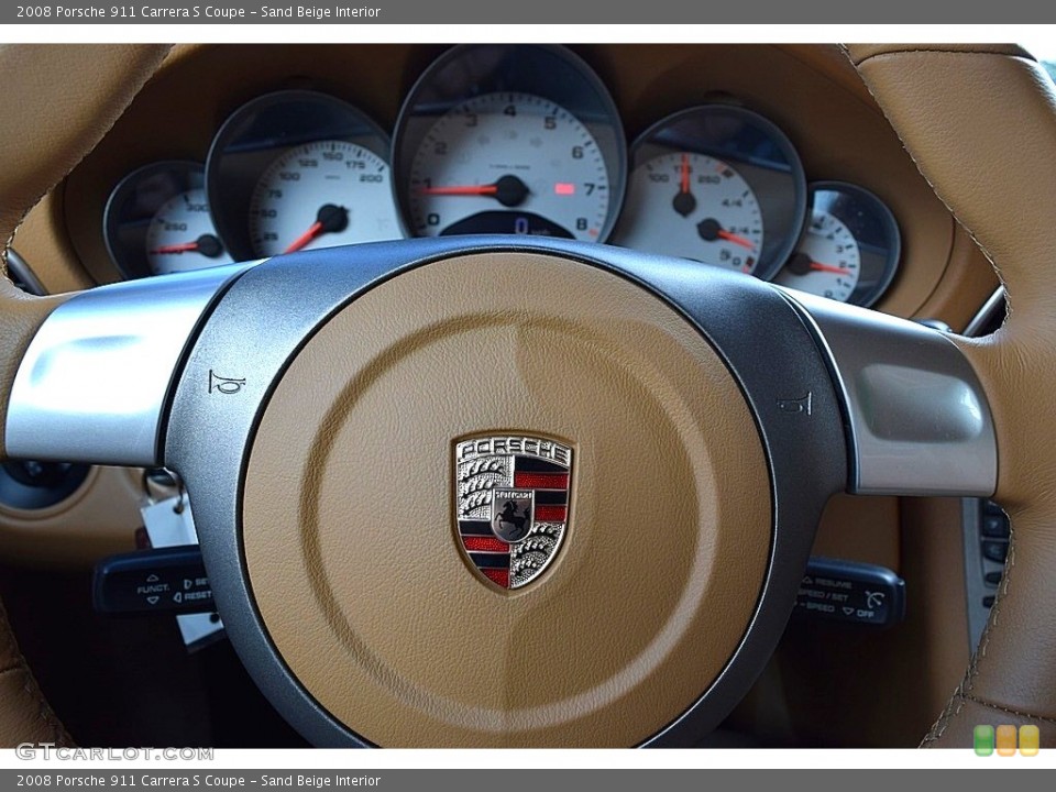 Sand Beige Interior Steering Wheel for the 2008 Porsche 911 Carrera S Coupe #135882944