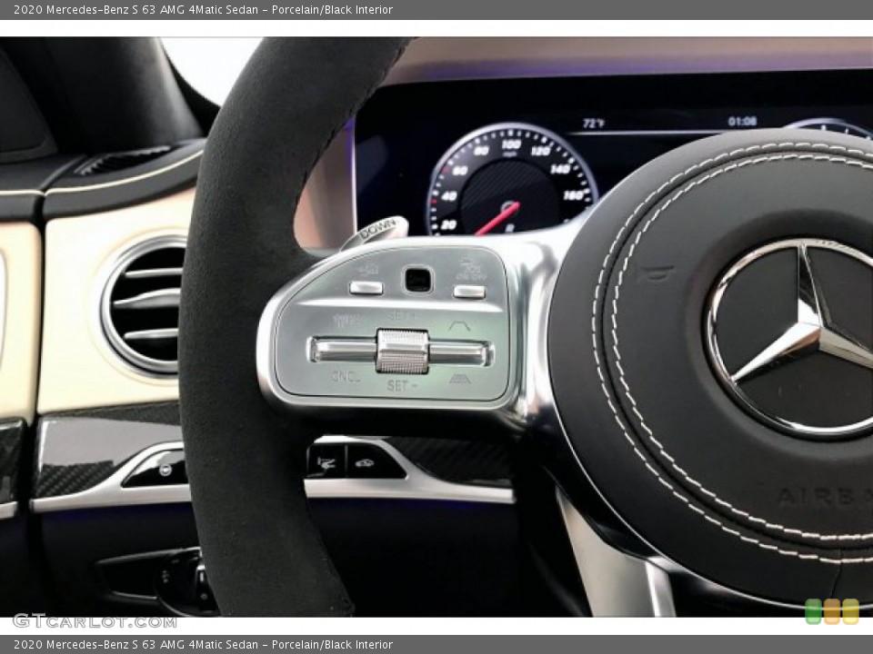 Porcelain/Black Interior Steering Wheel for the 2020 Mercedes-Benz S 63 AMG 4Matic Sedan #135924005