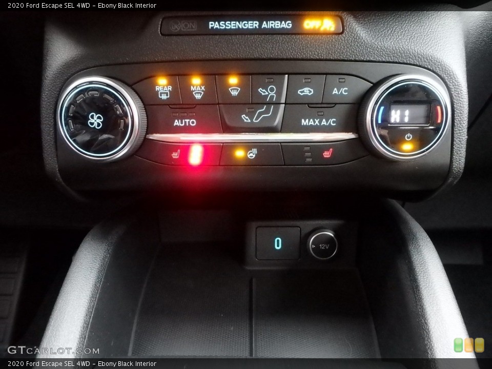 Ebony Black Interior Controls for the 2020 Ford Escape SEL 4WD #135941155