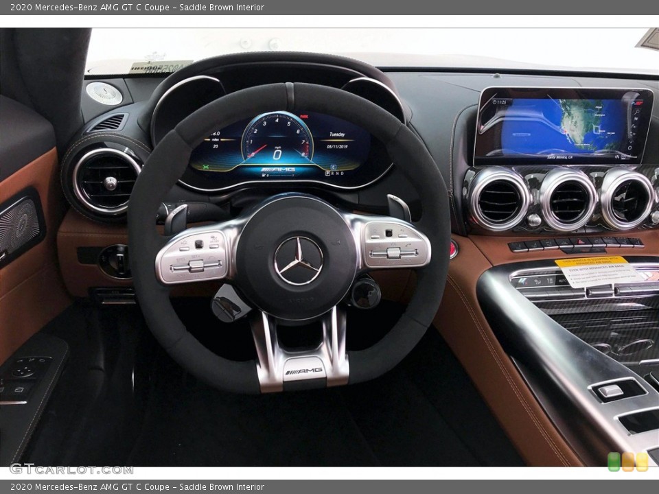 Saddle Brown Interior Steering Wheel for the 2020 Mercedes-Benz AMG GT C Coupe #135954315