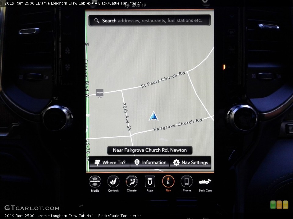 Black/Cattle Tan Interior Navigation for the 2019 Ram 2500 Laramie Longhorn Crew Cab 4x4 #135987680