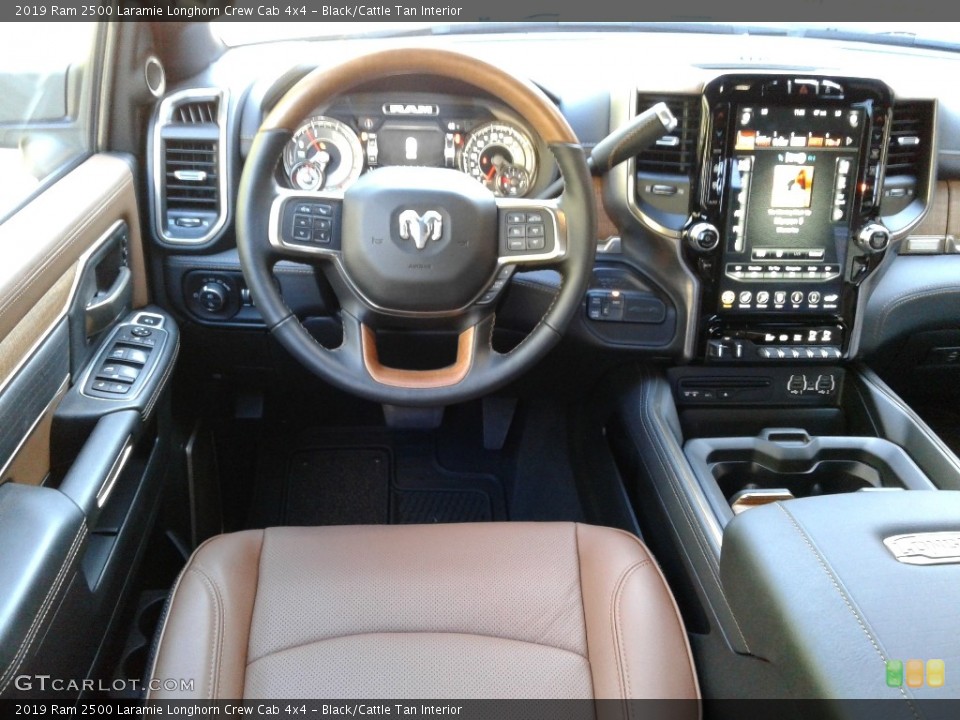 Black/Cattle Tan Interior Dashboard for the 2019 Ram 2500 Laramie Longhorn Crew Cab 4x4 #135987905