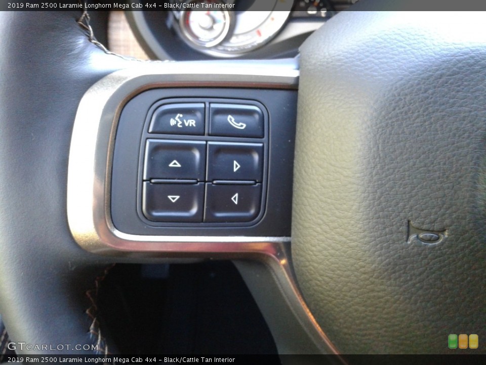 Black/Cattle Tan Interior Steering Wheel for the 2019 Ram 2500 Laramie Longhorn Mega Cab 4x4 #136017523