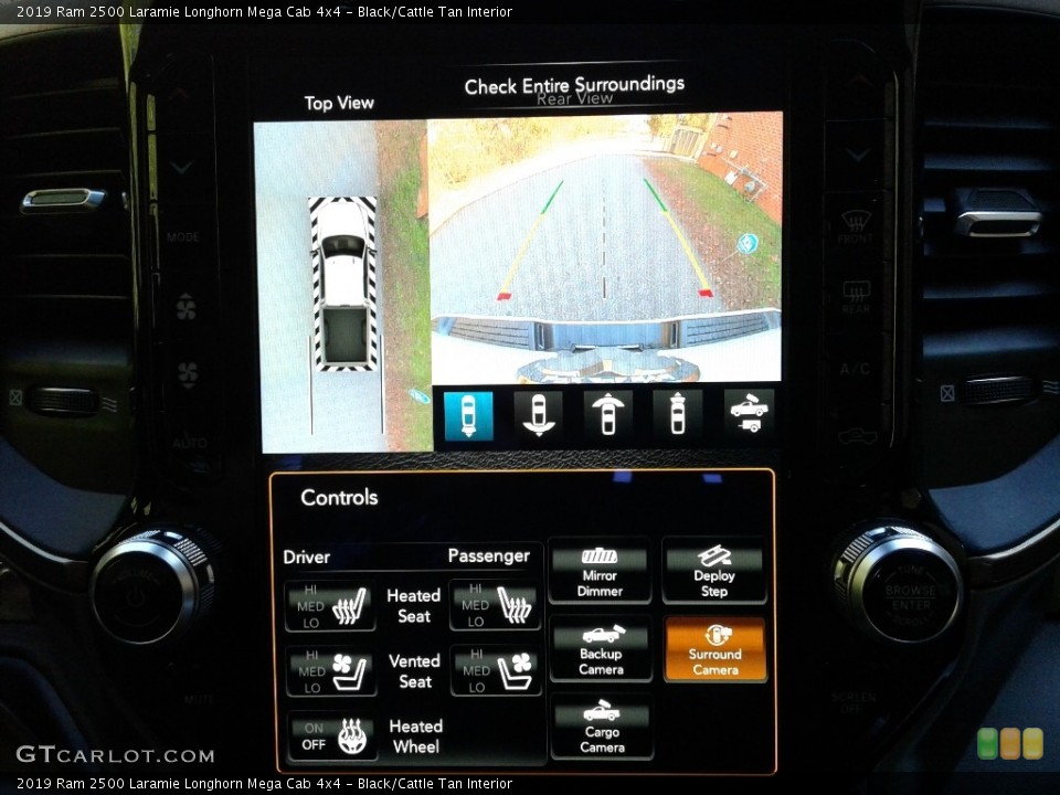 Black/Cattle Tan Interior Controls for the 2019 Ram 2500 Laramie Longhorn Mega Cab 4x4 #136017646