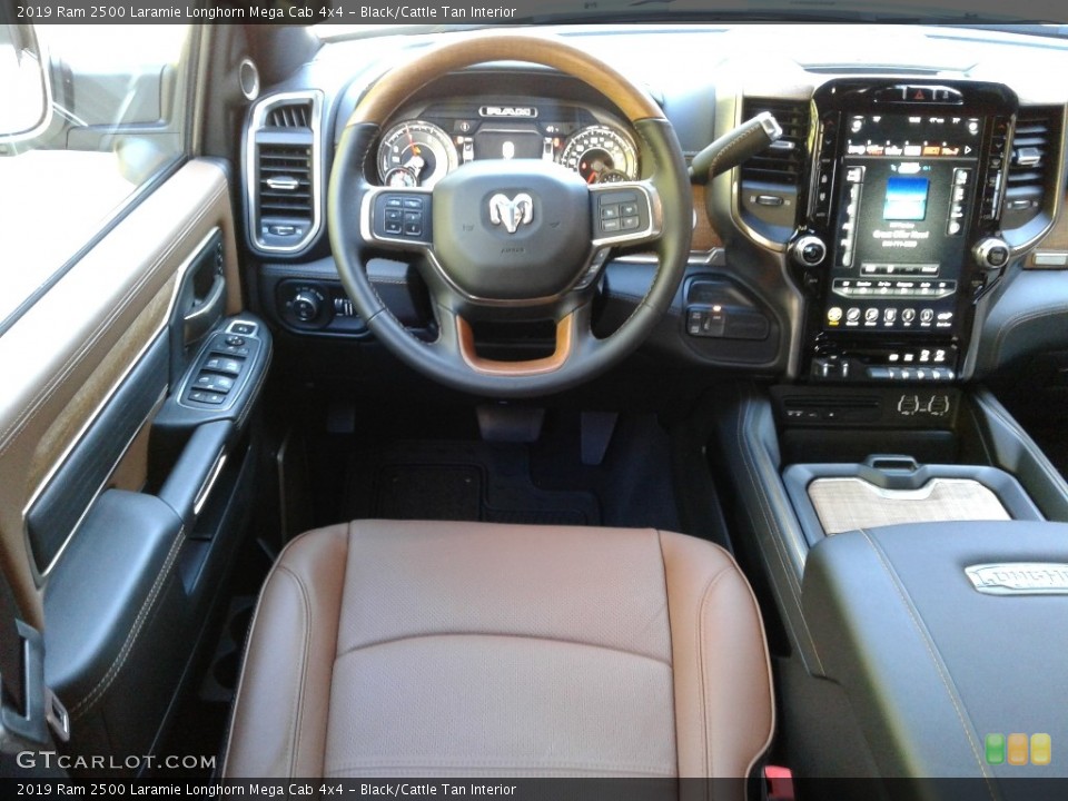 Black/Cattle Tan Interior Dashboard for the 2019 Ram 2500 Laramie Longhorn Mega Cab 4x4 #136017823